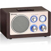 Roadstar HRA-1345NUSWD Radio Portátil Vintage FM Analógica, Puerto para MP3, Lector deTarjeta SD, Altavoz de 1 Vía 16W, Radio Retro Compacta para Casa y Cocina, Iluminación LED, Madera  ?>