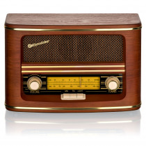 Roadstar HRA-1500N Radio Portátil Vintage FM/ MW, Analógica Excelente Recepción, Altavoz de 9.6W Incorporado, Funciona Conectado a la Red o a Pilas, Radio Retro para Casa y Cocina, Madera ?>