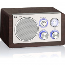 Roadstar HRA1245NWD Radio Retro Compacta Analógica FM/AM, Altavoz de 1 Vía 28W, Portátil, Iluminación LED, Madera ?>