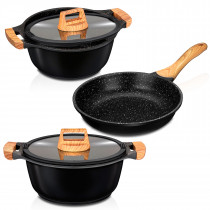 Batería Cocina Inducción 14 Piezas, Antiadherente Mármol Sin Pfoa,  Aluminio, Cazuelas Sartenes Negro Berlinger Haus Black Rose con Ofertas en  Carrefour