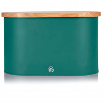 Swan Nordic Panera de Mesa para Guardar Pan, Tapa Tabla de Cortar de Bambú, Contenedor de Acero al Carbono para Almacenamiento de Pan y Bollería, Bread Bin, Diseño Moderno, Verde ?>