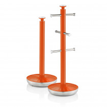 Swan Retro Set Porta Rollos Papel de cocina + Soporte para 6 Tazas Café o Té, Acero Inoxidable Alta Calidad Estables y Duraderos, Diseño Vintage, Naranja ?>