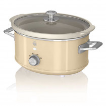 Swan Retro SF17021CNEU Olla Cocción Lenta 3,5 L Recipiente Extraíble, Antiadherente Cerámica libre PFOA y PTFE, 3 Niveles Temperatura, Tapa Vidrio, Slow Cooker, Diseño Vintage, Crema, 200W ?>