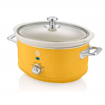 Swan SF17021YELN Olla Cocción Lenta Retro 3,5L Recipiente Extraíble, Antiadherente Cerámica libre PFOA y PTFE, 3 Niveles Temperatura, Tapa Vidrio, Slow Cooker, Diseño Vintage, Amarillo ?>