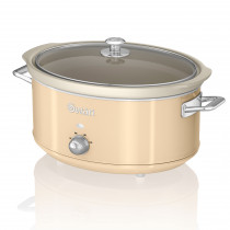 Swan SF17031CN Olla Cocción Lenta Retro 6,5L Recipiente Extraíble, Antiadherente Cerámica libre PFOA y PTFE, 3 Niveles Temperatura, Tapa Vidrio, Slow Cooker, Diseño Vintage, Crema ?>