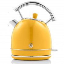 Swan SK14630YELN Hervidor de Agua Retro 1,8L , Tetera Eléctrica, Resistencia Oculta Acero Inoxidable, Inalámbrico sin Cable, Diseño Vintage, Amarillo, 3000W ?>