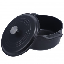 Victoria Horno Holandés Inducción Hierro Fundido Curado 29cm/ 6,6L, Cocotte Curada para Crear Antiadherente Libre de Tóxicos sin PTFE, Apta para Barbacoa, Horno, Vitrocerámica, Gas ?>