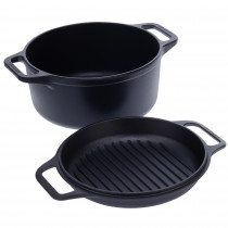Victoria Horno Holandés Combo Olla y Sartén Inducción Hierro Fundido Curado 27cm/ 5,7L, para Barbacoa, Horno, Vitrocerámica, Juego 2 Piezas Curadas para Crear Antiadherente Libre de Tóxicos sin PTFE ?>