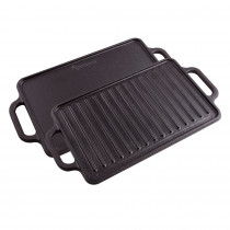 Victoria Plancha Cocina Hierro Fundido Esmaltado Inducción Parrilla Doble Reversible 33 X 21cm para Fuego, Barbacoa, Horno, Vitrocerámica, Gas, Libre de Tóxicos sin PTFE ?>