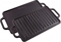 Victoria Plancha Cocina Hierro Fundido Curado Inducción Parrilla Doble Reversible 33 X 21cm para Fuego, Barbacoa, Horno, Vitrocerámica, Gas, Curada para Crear Antiadherente Libre de Tóxicos sin PTFE ?>