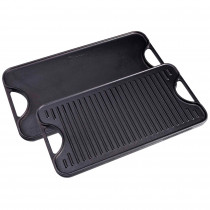 Victoria Plancha Cocina Hierro Fundido Esmaltado Inducción Parrilla Doble Reversible 50 X 35cm para Fuego, Barbacoa, Horno, Vitrocerámica, Gas, Libre de Tóxicos sin PTFE ?>