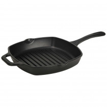 Victoria Sartén Grill Hierro Fundido Esmaltado Inducción 25x25cm, Apta para Fuego, Barbacoa, Horno, Vitrocerámica, Cast Iron Skillet, Libre de Tóxicos sin PTFE ni PFOA  ?>