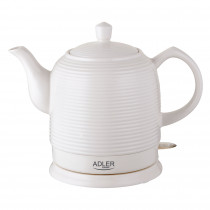 Adler AD 1280 Hervidor de Agua Eléctrico 1,2 Litros, Estilo Retro, Recipiente Cerámica sin BPA, Tetera Vintage, Resistencia Oculta, Apagado Automático, Inalámbrico 360º sin Cable, 1500 W, Blanco