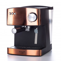 Adler AD 4404CR Cafetera Espresso Manual 15 Bares, Depósito 1,6 L, para Preparar Café Latte, Espresso y Capuccino, Vaporizador para Espumar Leche, Calienta Tazas, 850W
