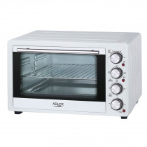 Adler AD6001 Horno Eléctrico de Sobremesa Convección 35 litros, Acero Inoxidable, Asador de Pollos, 3 modos Calentamiento, Temporizador, Ajuste de Temperatura, Blanco, 1500W