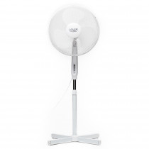 Adler AD7305 Ventilador de pie oscilante, Reclinable 40 cm, Altura Ajustable, 3 velocidades, blanco, 90W