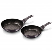 Berlinger Haus Carbon Pro Juego 2 Sartenes Inducción 22-26cm, Aluminio Forjado, Antiadherente Ecológico Marmol sin PFOA, Diseño Metallic Line, Apta para Todas Las Cocinas, Vitrocerámica, Gas