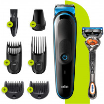 Braun MGK 5245 Recortadora todo en uno, Máquina recortadora barba y cortapelos, recortadora para pequeños detalles, color negro/azul