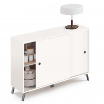 briebe Aparador Salón, Mueble Comedor Auxiliar, Buffet, 2 Puertas Correderas 87x120x40 cm (Alto x Ancho x Profundo) Recibidor, Diseño Moderno, Lys Blanco