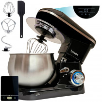 briebe Batidora Amasadora Repostería 1800W MAX, Robot Cocina Profesional+ Báscula, Movimiento Orbital, Varillas, Bol 5 L, 6 Velocidades + Función Pulso, Pantalla Táctil LED, KM1164B 