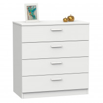 briebe Cómoda Dormitorio, Cajonera 4 Cajones, Sinfonier 78x74x40 cm (Alto x Ancho x Profundo), Habitación Matrimonio, Juvenil, Infantil, Nova Blanco 