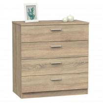briebe Cómoda Dormitorio, Cajonera 4 Cajones, Sinfonier 78x74x40 cm (Alto x Ancho x Profundo), Habitación Matrimonio, Juvenil, Infantil, Nova Roble Cambrian