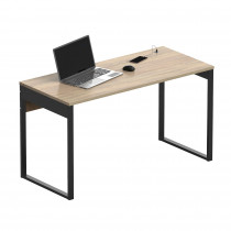 briebe Escritorio, Mesa de Ordenador Oficina, Estudio, Patas Estructura Metálica 76x135x60cm (Alto x Ancho x Profundo) Diseño Industrial, 2 Puertos USB Integrados, Desk, Smuk Roble Cambrian / Negro