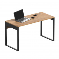 briebe Escritorio, Mesa de Ordenador Oficina, Estudio, Patas Estructura Metálica 76x135x60cm (Alto x Ancho x Profundo) Diseño Industrial, 2 Puertos USB Integrados, Desk, Smuk Roble Gold / Negro