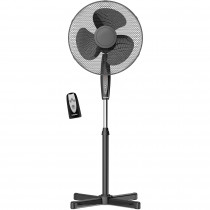 Briebe FN122397 Ventilador de Pie silencioso con Mando a Distancia, 40cm, Temporizador, oscilante, 3 Modos Funcionamiento, 3 velocidades, Regulable Altura 125cm, Negro