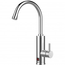 briebe Grifo Calentador de Agua Eléctrico Instantáneo de Mesa, Bajo Consumo, Grifo Cocina Acero Inoxidable, Display Indicador Temperatura, Camping, Camper, Agua Caliente al Instante Fácil Instalación