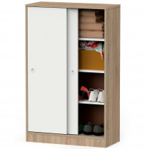 briebe Armario Dormitorio, Multiusos, Baño, Mueble Bajo Auxiliar Cocina, Zapatero, 2 Puertas Correderas 120x74x33 cm (Alto x Ancho x Profundo) Gran Capacidad, Nova, Roble Cambrian / Blanco