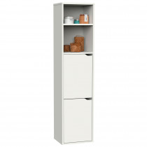 briebe Columna de Baño, Mueble Auxiliar Suspendido o al suelo, Armario Alto Estilo Moderno 150x36,5x30 cm (Alto x Ancho x Profundo) Espacio de Almacenamiento 2 Estantes, 2 Puertas, Aura Blanco 