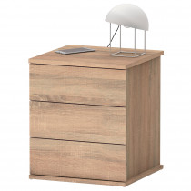 briebe Mesita de Noche 3 Cajones, Mesilla Dormitorio 48,5x41x40 cm (Alto x Ancho x Profundo) Cajonera Serenade Roble Cambrian