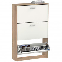 briebe Zapatero Entrada Recibidor, Mueble Auxiliar Estrecho de Madera para Zapatos, 3 Puertas, 119,5x74x25 cm (Alto x Ancho x Profundo) 18 Pares Aproximadamente, Nova Roble Cambrian / Blanco 