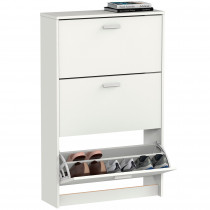 briebe Zapatero Entrada Recibidor, Mueble Auxiliar Estrecho de Madera para Zapatos, 3 Puertas, 119,5x74x25 cm (Alto x Ancho x Profundo), 18 Pares Aproximadamente, Nova Blanco
