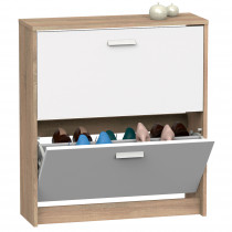 briebe Zapatero Entrada Recibidor, Mueble Auxiliar Estrecho de Madera para Zapatos, 2 Puertas, 82x74x25 cm (Alto x Ancho x Profundo), 12 Pares Aproximadamente, Nova Roble Cambrian / Blanco