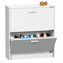 briebe Zapatero Entrada Recibidor, Mueble Auxiliar Estrecho de Madera para Zapatos, 2 Puertas, 82x74x25 cm (Alto x Ancho x Profundo), 12 Pares Aproximadamente, Nova Blanco 