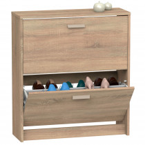 briebe Zapatero Entrada Recibidor, Mueble Auxiliar Estrecho de Madera para Zapatos, 2 Puertas, 82x74x25 cm (Alto x Ancho x Profundo), 12 Pares Aproximadamente, Nova Roble Cambrian
