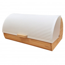 briebe Nordic Panera para Guardar Pan de Mesa Madera Bambú, Tapa Deslizante, Bread Box para Almacenamiento Pan y Bollería, Diseño Nórdico Moderno, Blanco