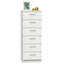 briebe Sinfonier Dormitorio Alto, Cómoda, Cajonera 6 Cajones, 110x40x40 cm (Alto x Ancho x Profundo), Habitación Matrimonio, Juvenil, Infantil, Nova Blanco