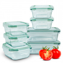 Briebe Juego 7 Recipientes Cristal con Tapa para Alimentos, Fiambrera, Tuppers, Tarros Herméticos, Contenedor de Almacenamiento de Cocina, Lavavajillas, Microondas, Congelador, Caja Meal Prep