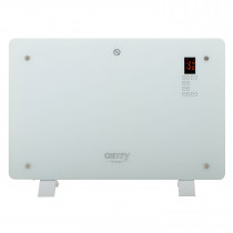 CAMRY CR7721 Convector Eléctrico Diseño Cristal, Radiador Pantalla LCD y Táctil, Mando Distancia, Temporizador, 2 Niveles Temperatura, 750/1500W