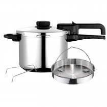 Fagor Dual Xpress Olla a Presión 6 Litros, Inducción, Express Super Rápida, Acero Inox. 18/10, Todo Tipo Cocinas, Fondo Termodifusor, Regulador de Presión, 5 Sistemas Seguridad