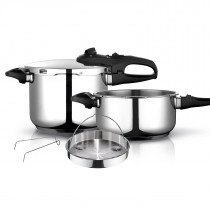 Fagor Duo Olla a Presión 6 + 4 Litros, Inducción, Express Super Rápida, Acero Inox. 18/10, Todo Tipo Cocinas, Fondo Termo Difusor, 2 Niveles de Presión, 5 Sistemas de Seguridad