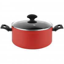 Fagor Maxima Cacerola Inducción 20 cm, Tapa de Cristal, Aluminio Forjado, Espesor 4 mm, Antiadherente Ecológico XYLAN PLUS sin PFOA, Apta para Todas Las Cocinas, Vitrocerámica, Gas, Lavavajillas, Rojo