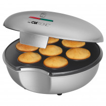 Clatronic MM 3496 - Máquina para hacer Magdalenas, Muffins, Cupcakes, Placa Antiadherente, 900 W, Color Plateado