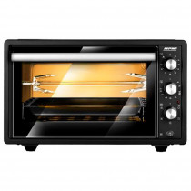 MPM MPE-10/T Horno Eléctrico Convección de Sobremesa 37 Litros, Asador de Pollo, Puerta Doble Cristal, 5 Modos de Calor, Temporizador, Ajuste de Temperatura, Negro, 16500W