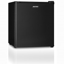 MPM-46-CJ-02/H Mini Frigorífico 41 Litros con Congelador 6 L, Minibar Silencioso, Regulador de Temperatura, Nevera Combi Pequeña, Puerta Reversible, Eficiencia Energética F, Negro 