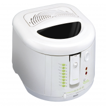 MPM DF-802 Freidora eléctrica compacta 1,9 litros cubeta desmontable lavable antiadherente regulador hasta 190°C, libre BPA, 1600W