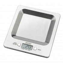 MPM MWK-04 Báscula de cocina digital de acero inoxidable, alta precisión pasos 1g pesa alimentos hasta 5Kg, display LCD, función tara, multifunción